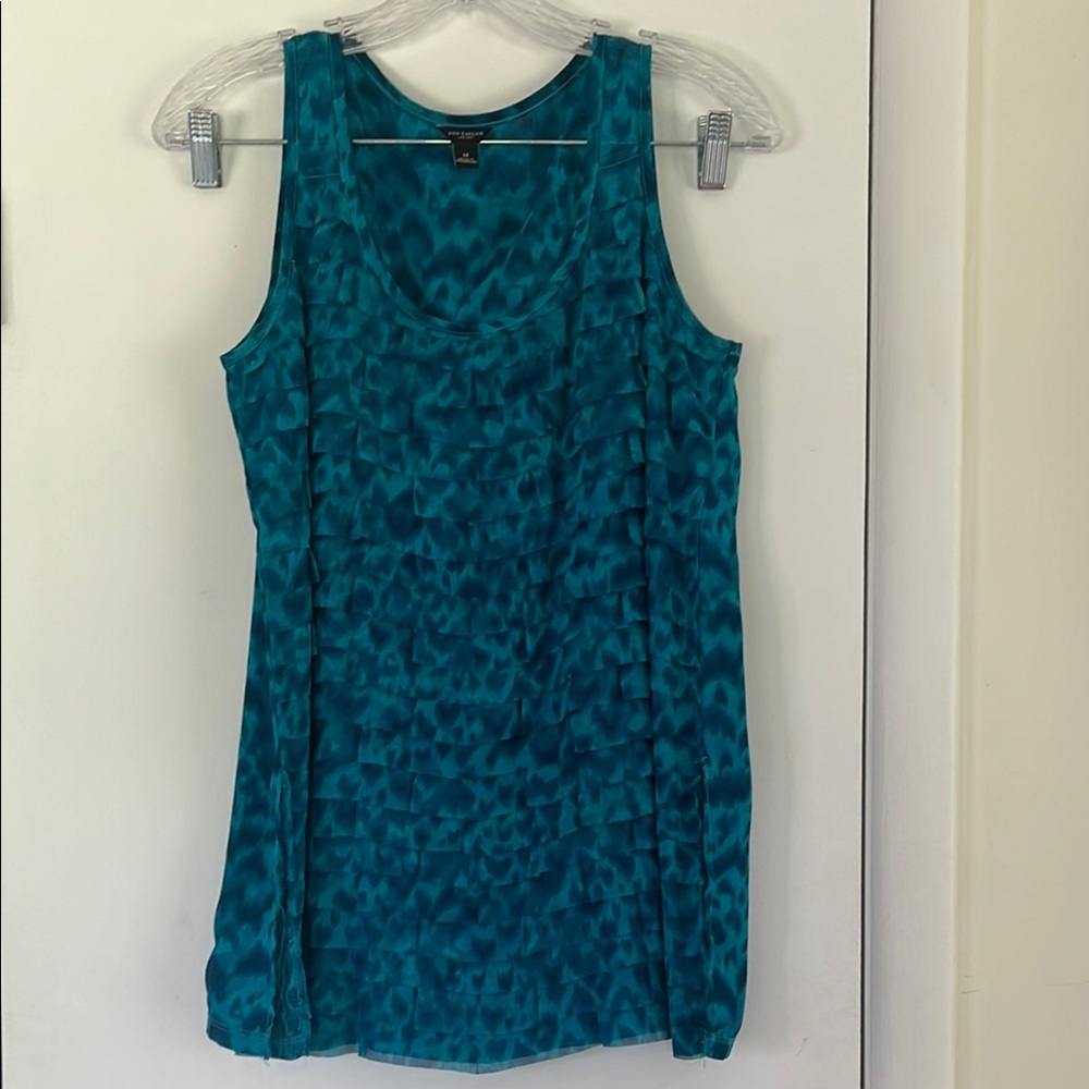 Ann Taylor Vibrant Blue Sleeveless Ruffle Top